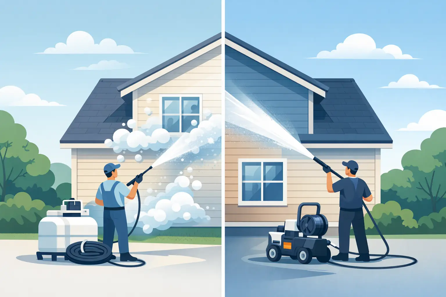 Soft Washing vs Pressure Washing House