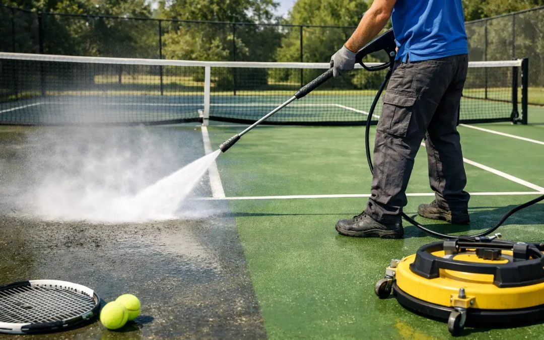 Tennis Court Pressure Cleaning Done Right