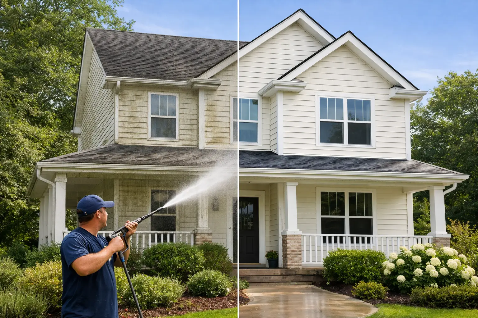 House Washing Before and After Example