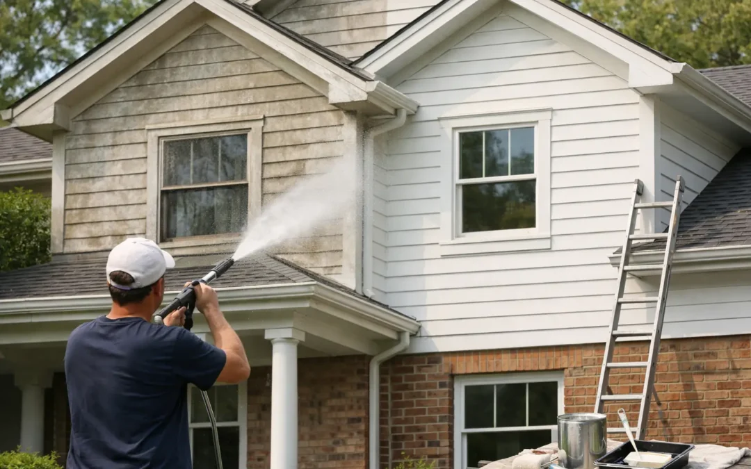 A Clear House Wash Before Repainting Example