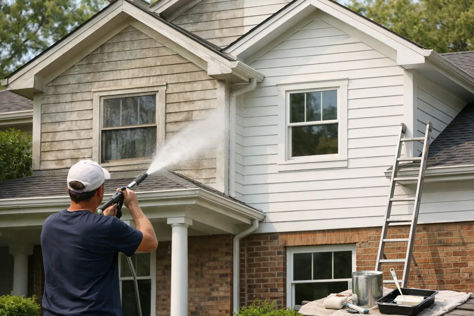 A Clear House Wash Before Repainting Example