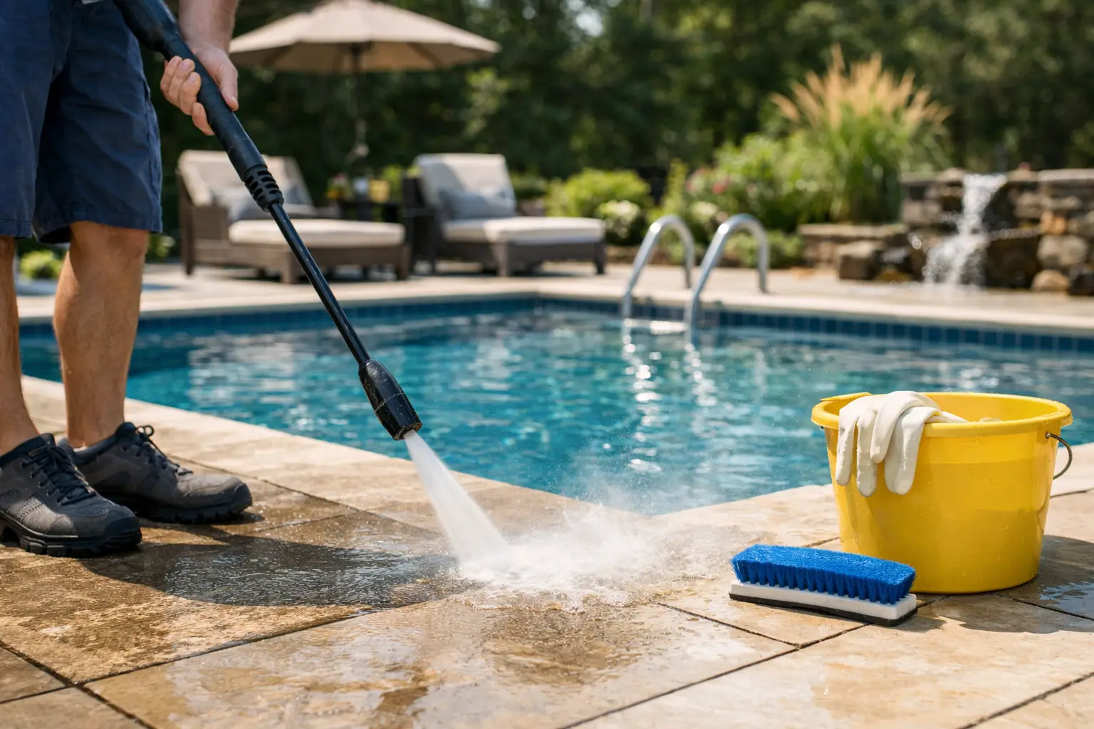 How to Clean Pool Surrounds Safely at Home